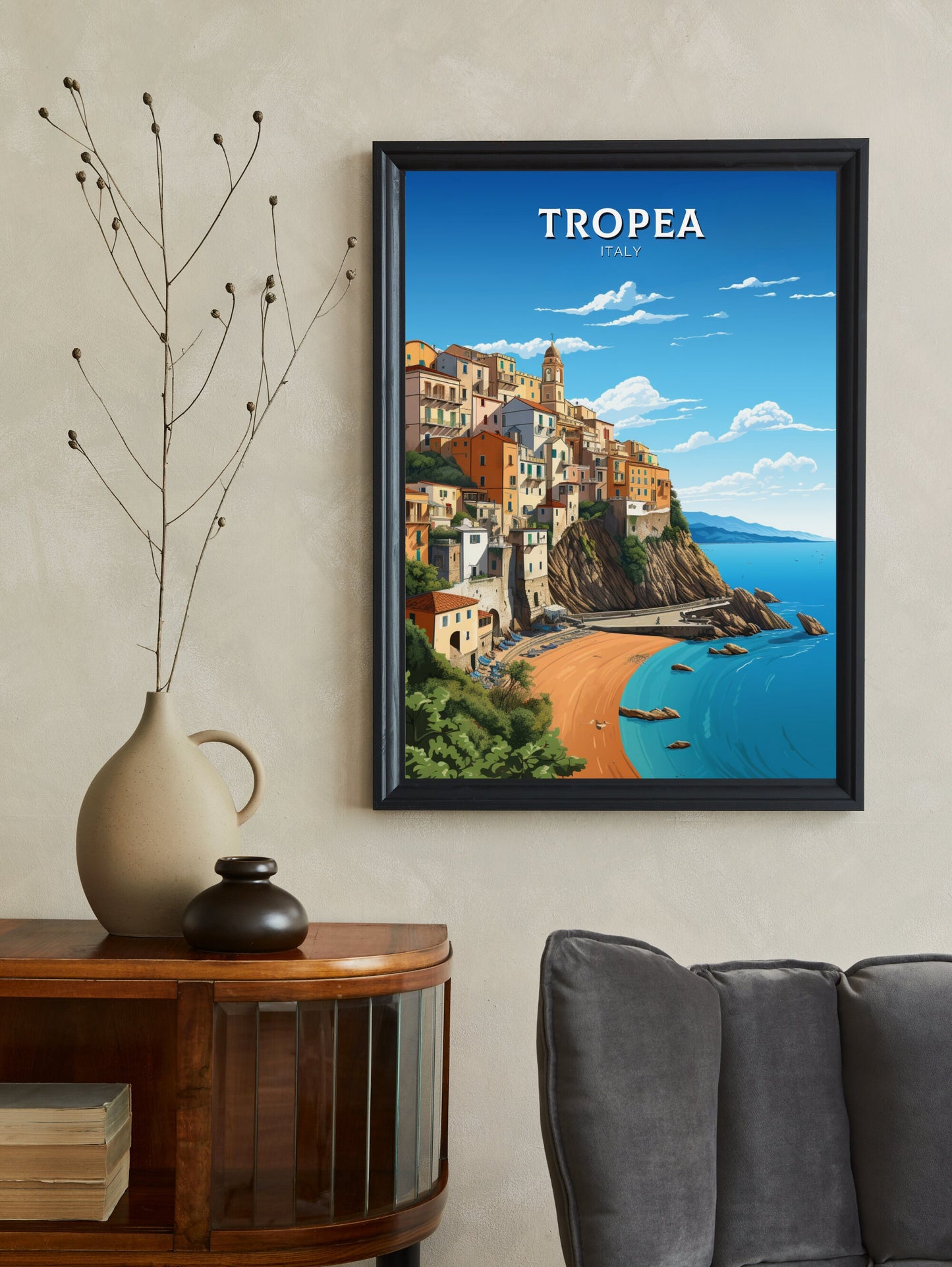 Tropea Travel Poster | Tropea Travel Print | Tropea Illustration | Tropea Print | Tropea Wall Art | Italy Poster | Italy Décor | ID 924