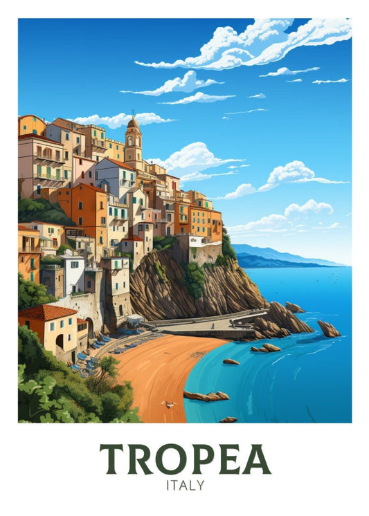 Tropea Travel Print | Tropea Travel Poster | Tropea Illustration | Tropea Poster | Tropea Wall Art | Italy Print | Italy Décor | ID 936