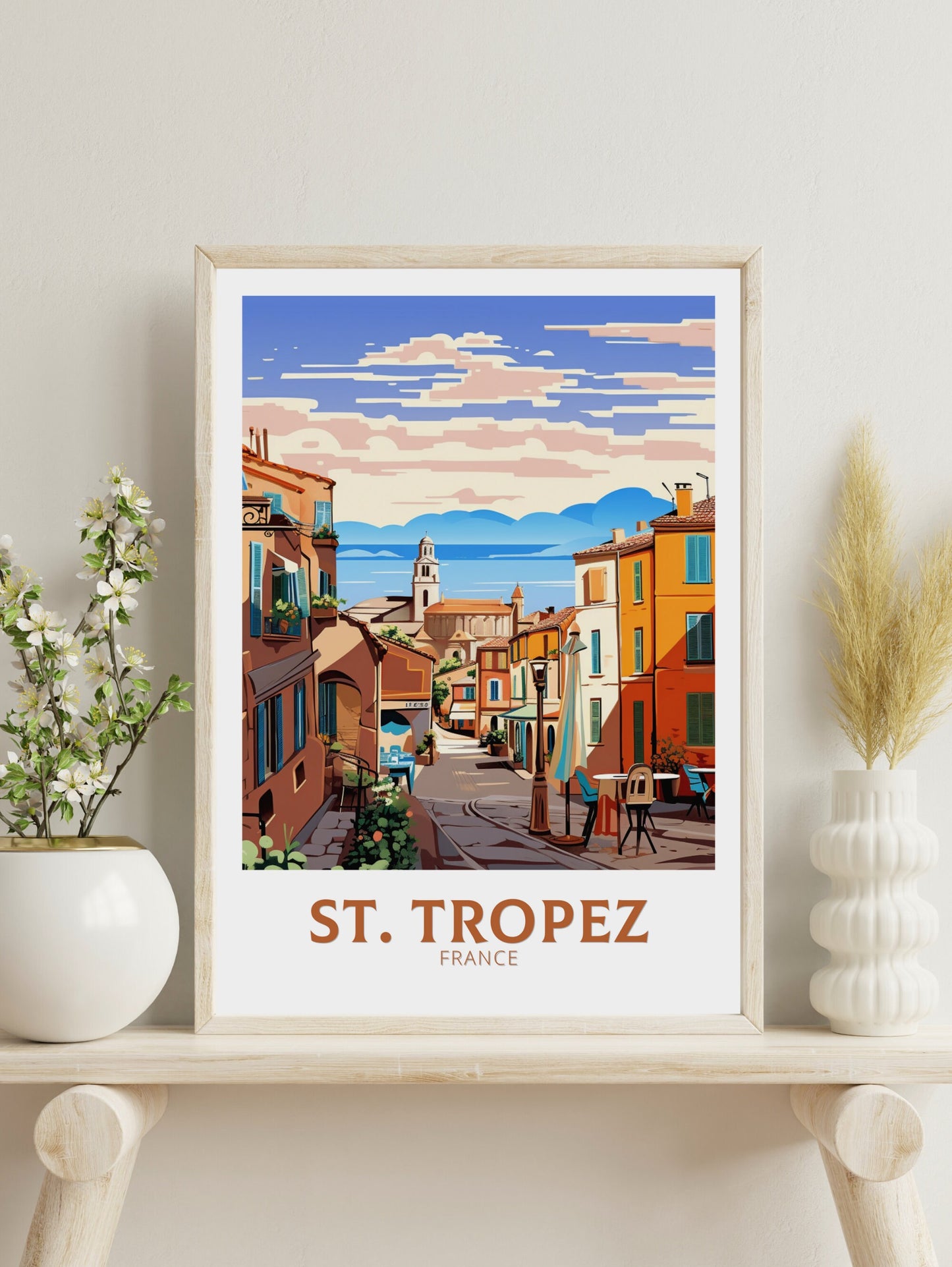 St Tropez Poster | St Tropez Illustration | St Tropez Print | St Tropez Art | France Poster | France Print | St Tropez Affiche | ID 921