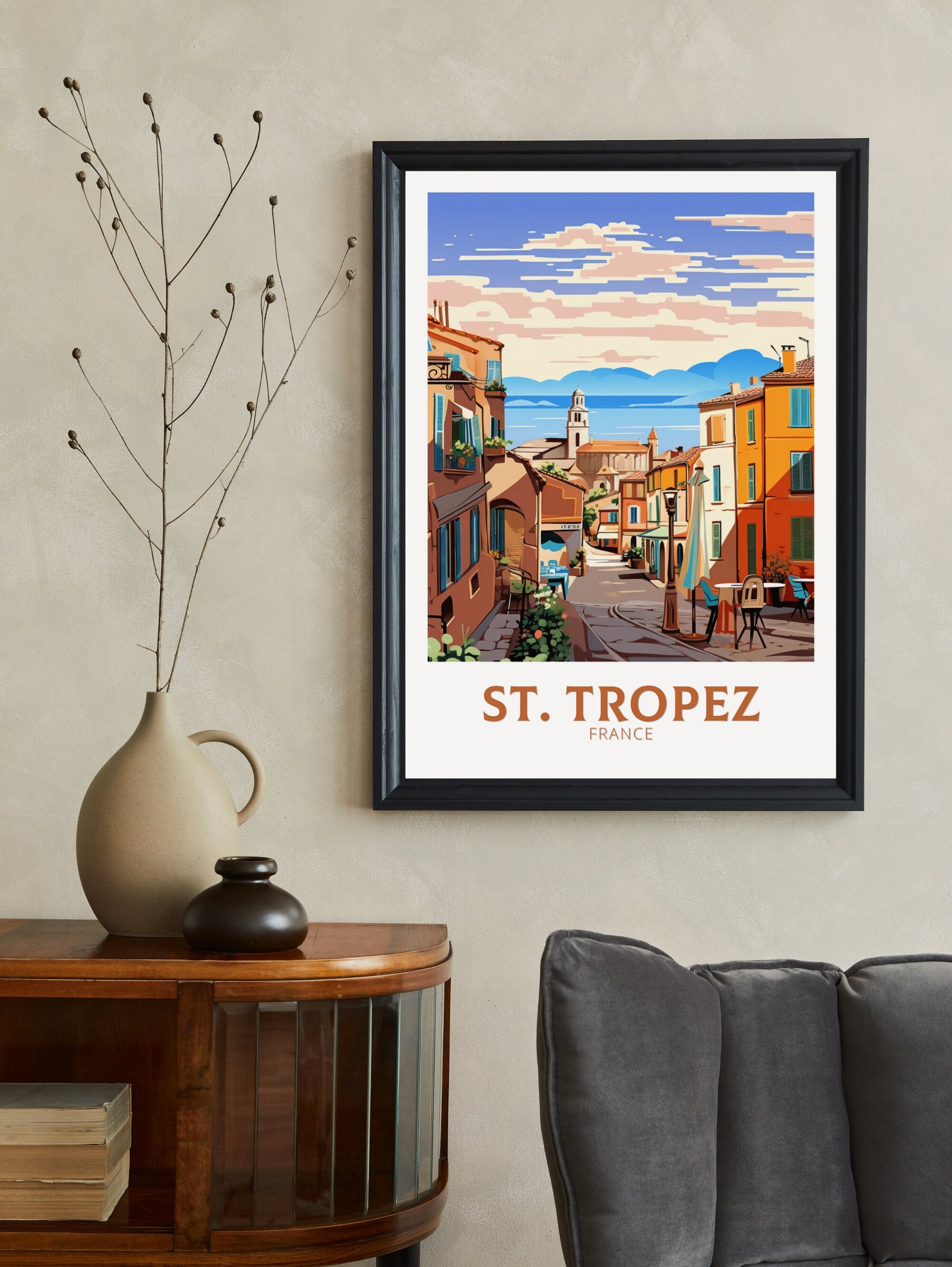 St Tropez Poster | St Tropez Illustration | St Tropez Print | St Tropez Art | France Poster | France Print | St Tropez Affiche | ID 921