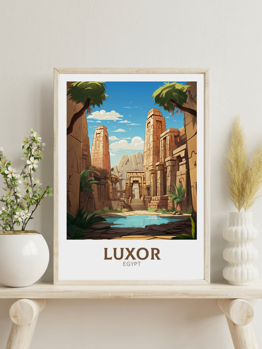 Luxor Travel Poster | Luxor Illustration | Luxor Wall Art | Africa Poster | Egypt Decor | Luxor Print | Egyptian Temples Print | ID 934