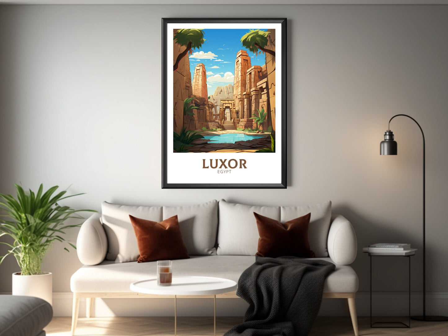 Luxor Travel Poster | Luxor Illustration | Luxor Wall Art | Africa Poster | Egypt Decor | Luxor Print | Egyptian Temples Print | ID 934