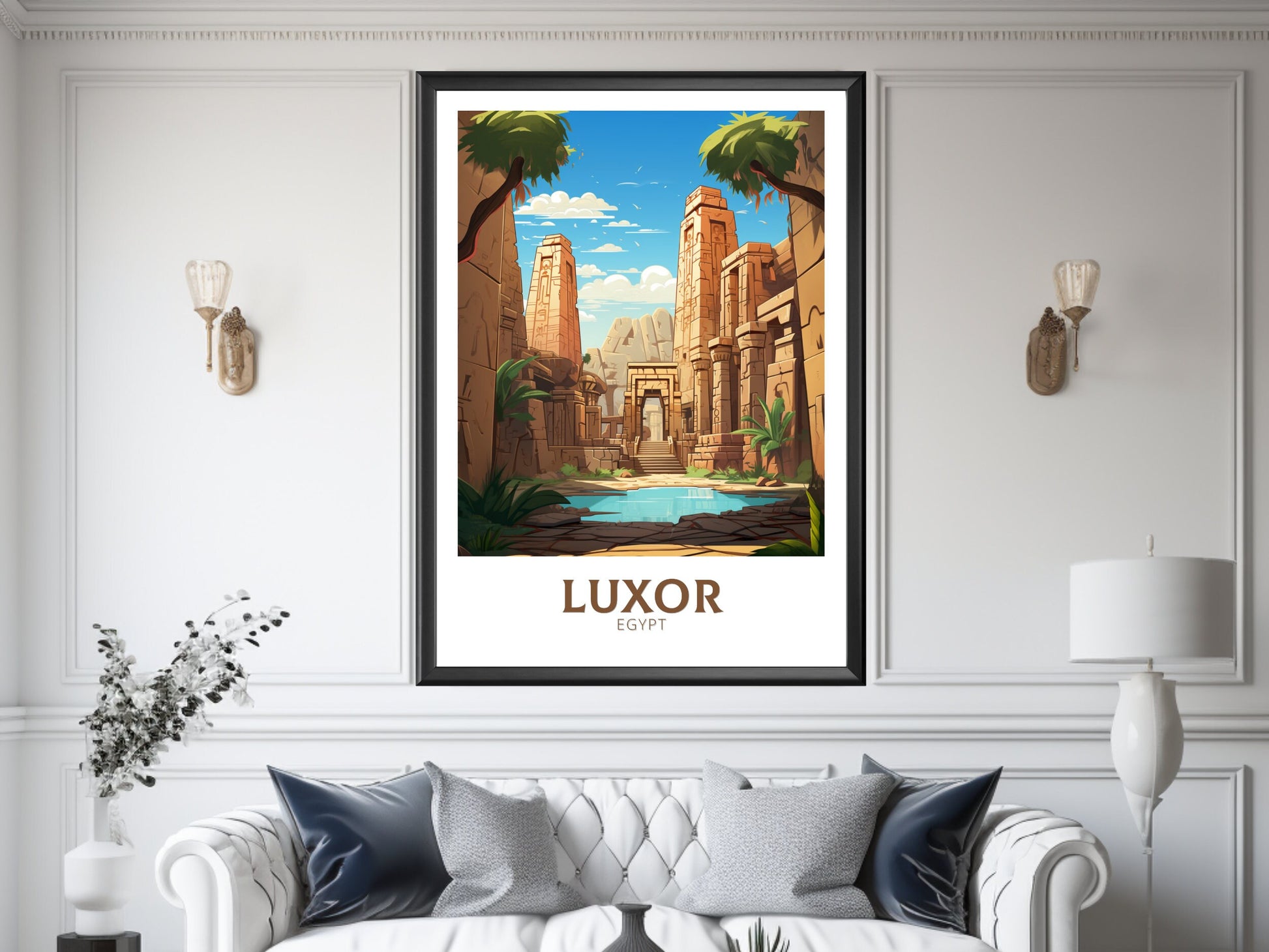 Luxor Travel Poster | Luxor Illustration | Luxor Wall Art | Africa Poster | Egypt Decor | Luxor Print | Egyptian Temples Print | ID 934