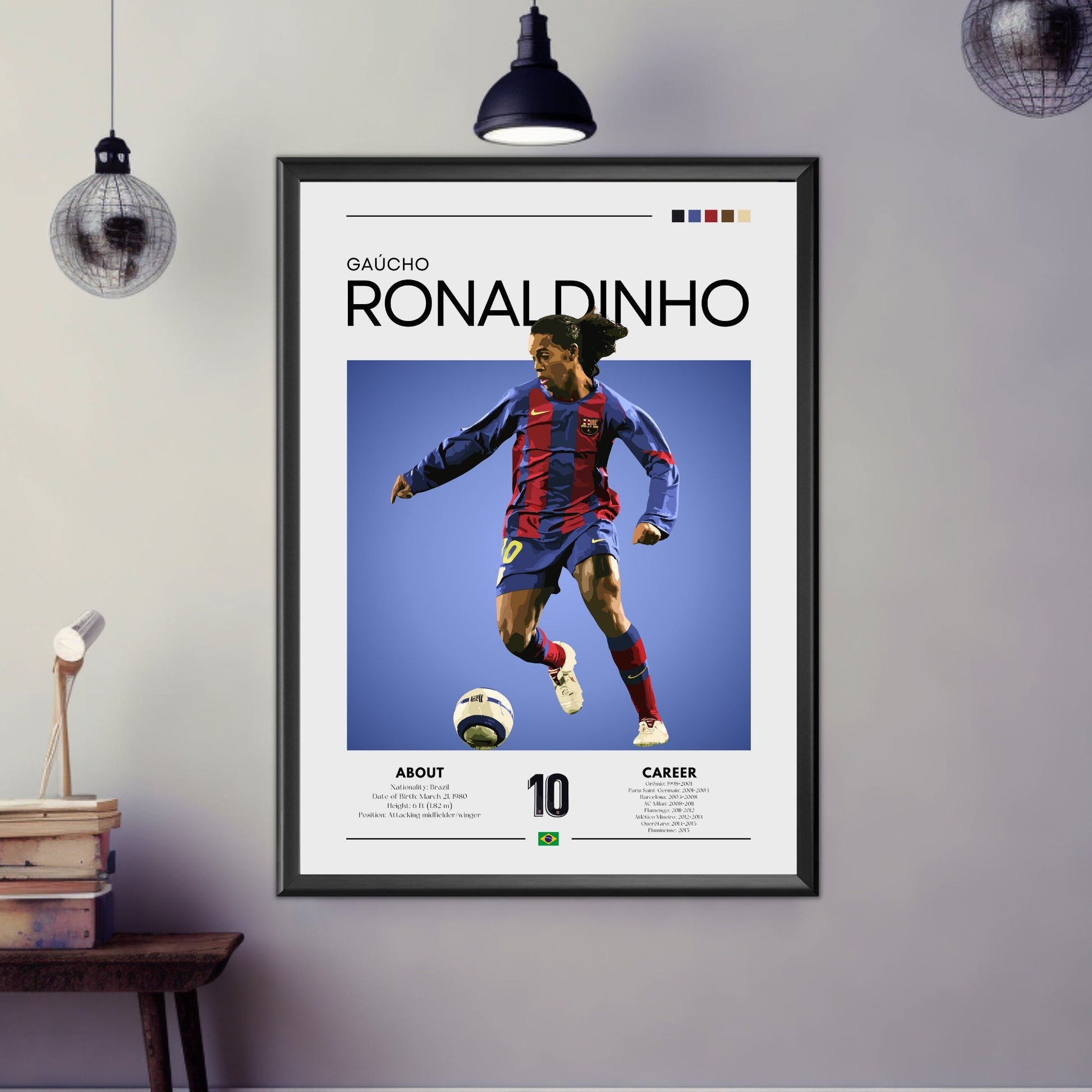 Ronaldinho Print, Ronaldinho Poster, Barcelona print,