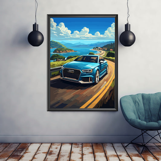 Audi RS3 Poster, Audi RS3 Print, Modern Car Print, Performance Car Print, Car Print, Car Poster, Car Art, Luxury Car Print, 2020s Car Print