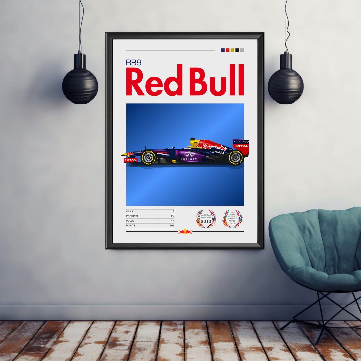 Red Bull RB9 Print, F1 Art