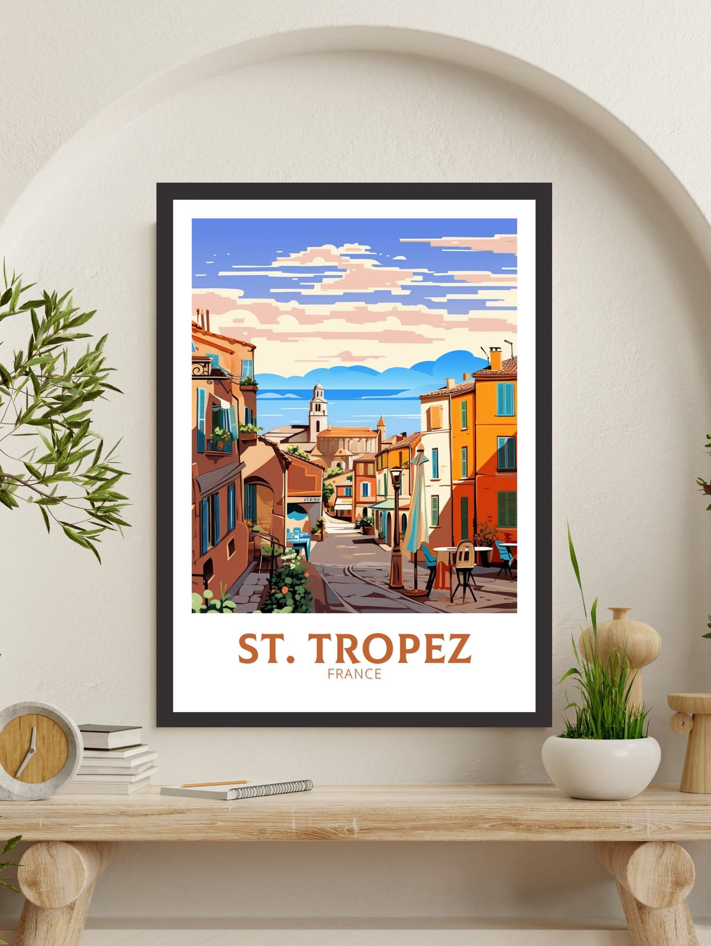 St Tropez Poster | St Tropez Illustration | St Tropez Print | St Tropez Art | France Poster | France Print | St Tropez Affiche | ID 921