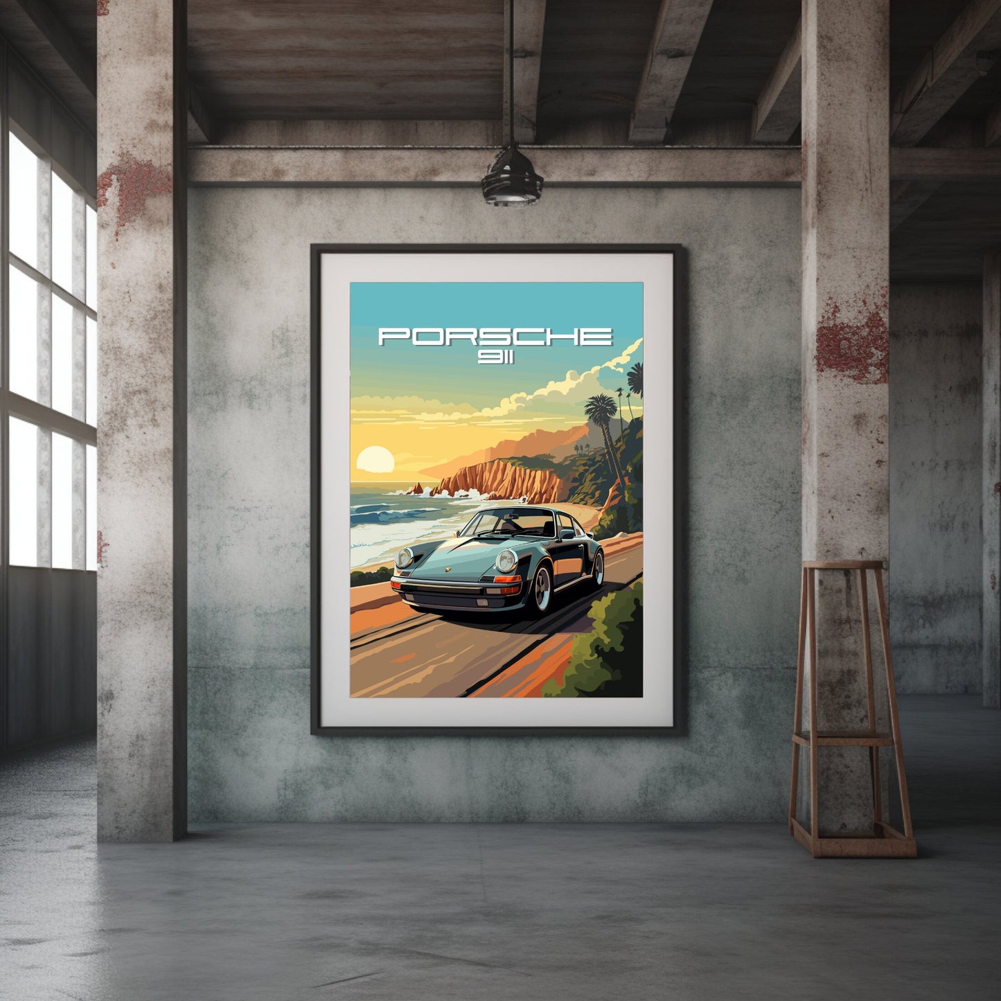 Porsche 911 Print, 1980s