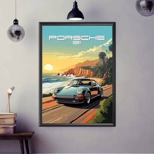 Porsche 911 Print, 1980s Car Print, Porsche 911 Poster, Car Art, Vintage Car Print, Classic Car, Car Print, Car Poster