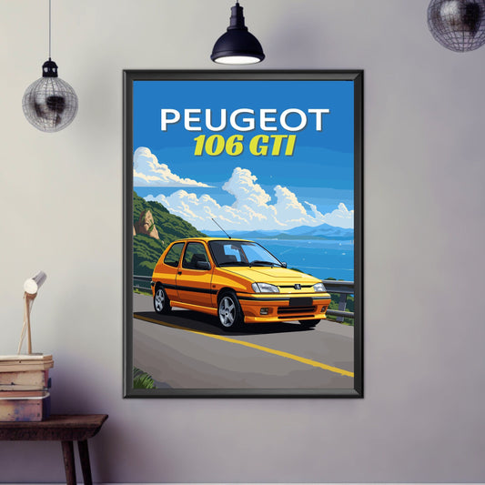Peugeot 106 GTI Print, 1990s Car Print, Peugeot 106 GTI Poster, Car Print, Car Poster, Car Art, Classic Car Print, French Car