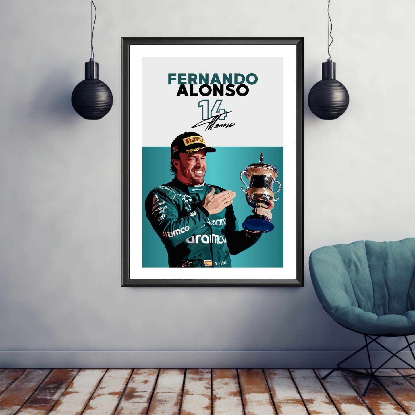 Fernando Alonso Poster, F1 Print