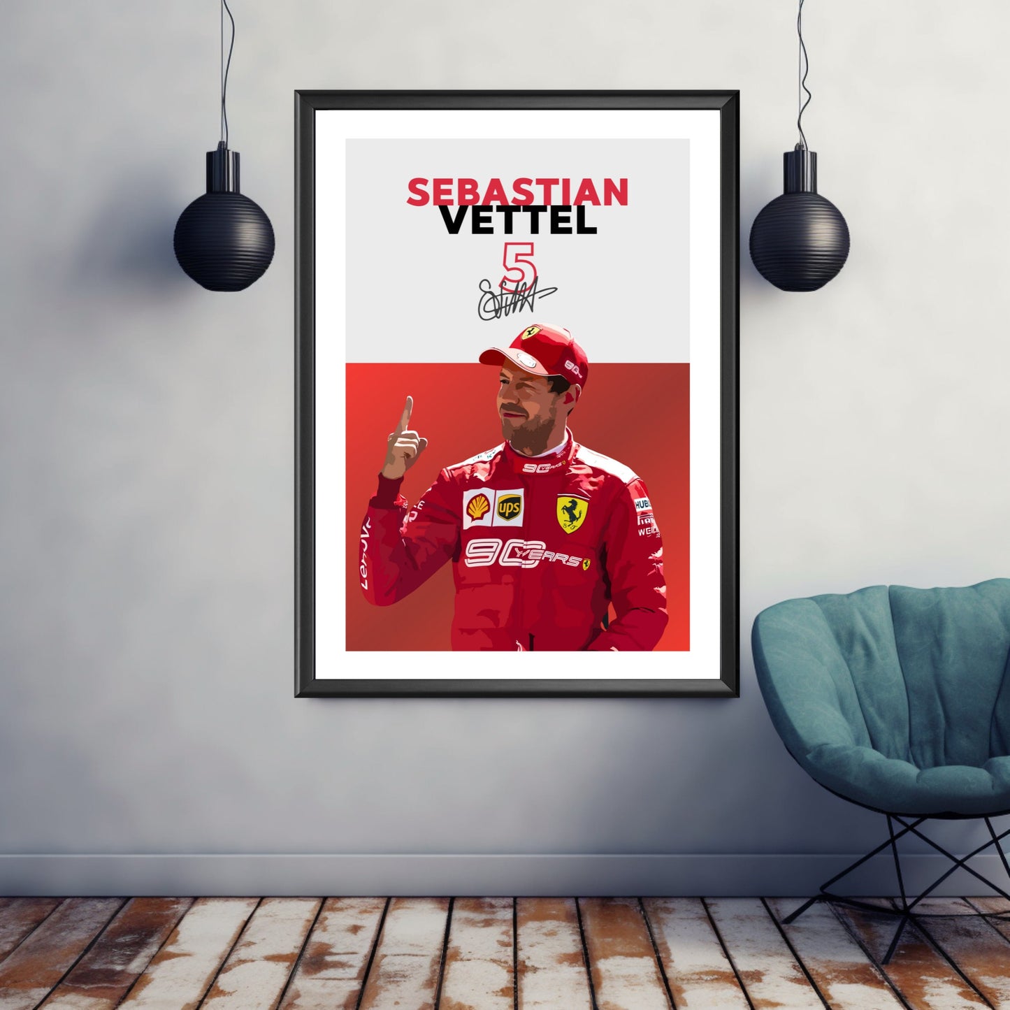 Sebastian Vettel Ferrari Poster, F1