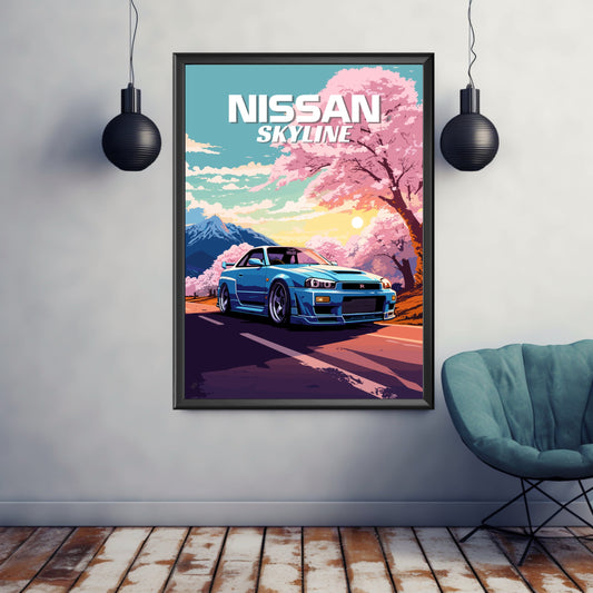 Nissan Skyline R34 Poster, Nissan Skyline R34 Print, 1990s Car Print, Car Art, Japanese Car Print, Car Print, Car Poster