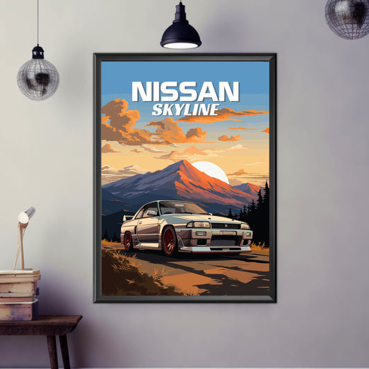 Nissan Skyline R33 Print, 1990s Car Print, Nissan Skyline R33 Poster, Car Print, Car Poster, Car Art, Japanese Car Print