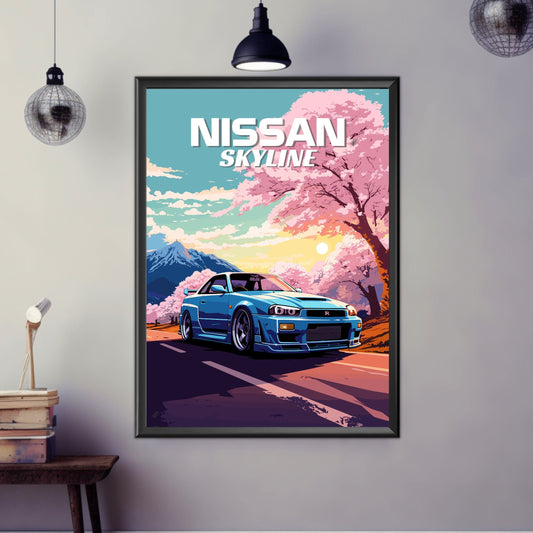 Nissan Skyline R34 Poster, Nissan Skyline R34 Print, 1990s Car Print, Car Art, Japanese Car Print, Car Print, Car Poster