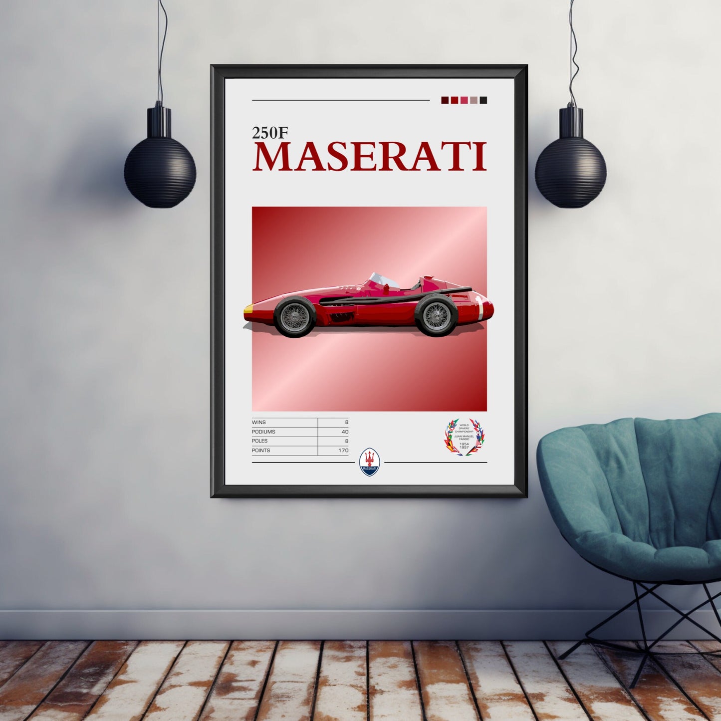 Maserati 250F F1 Poster, 1950s