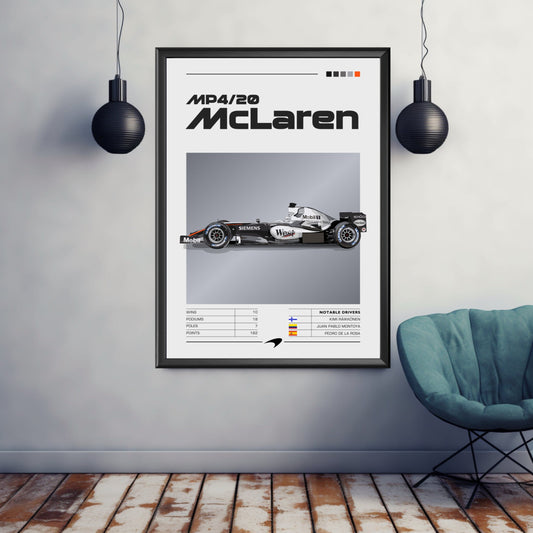 McLaren MP4/20 Poster, McLaren MP4/20 Print, Car Art, Car Print, Car Poster, Formula 1 Print, Formula 1 Poster, F1 Print, F1 Poster