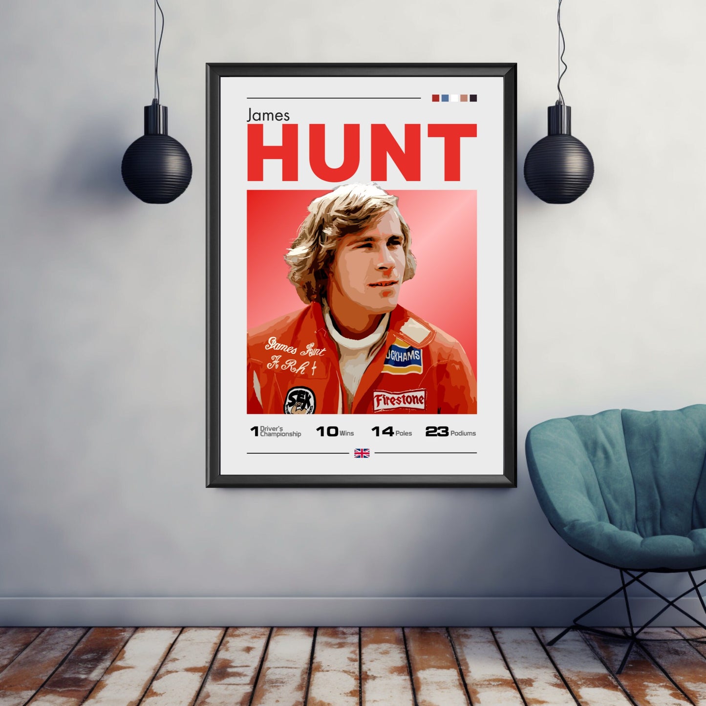 James Hunt Poster, F1 Print