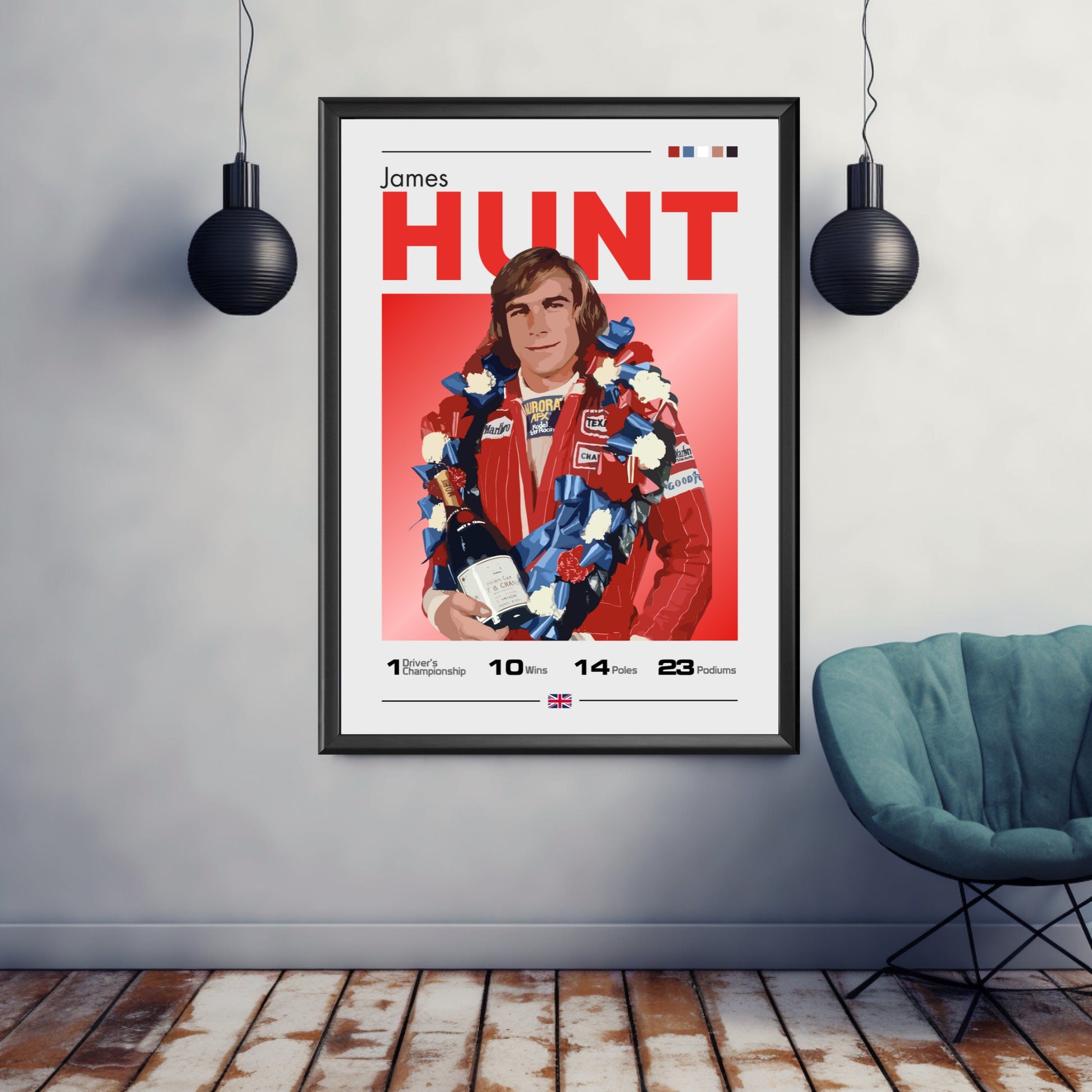 James Hunt Poster, F1 Print