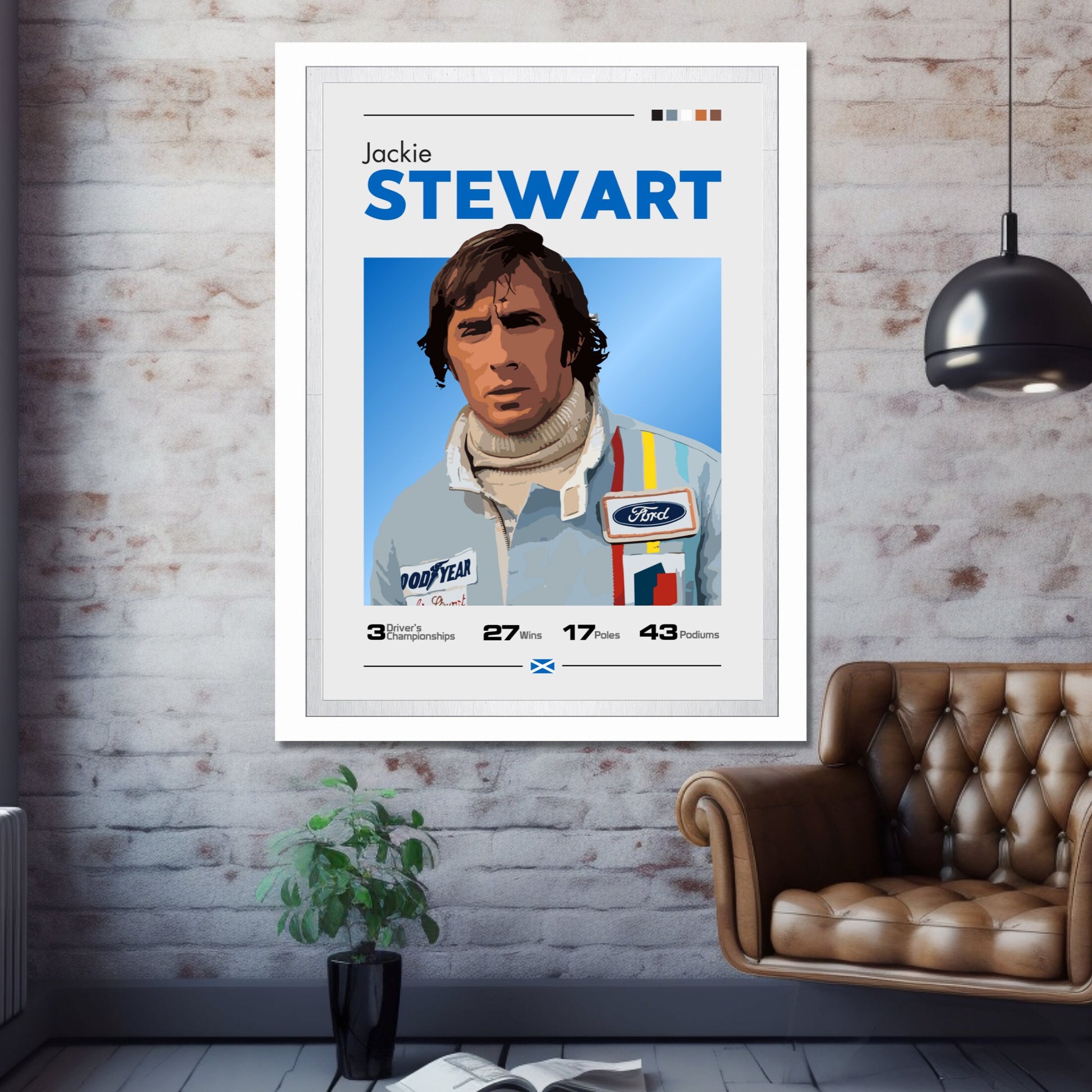 Jackie Stewart Poster, F1 Print