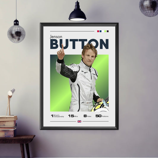 Jenson Button Print, Jenson Button Poster, F1 Print, F1 Poster, Formula 1 Print, Formula 1 Poster, Brawn GP, McLaren Racing