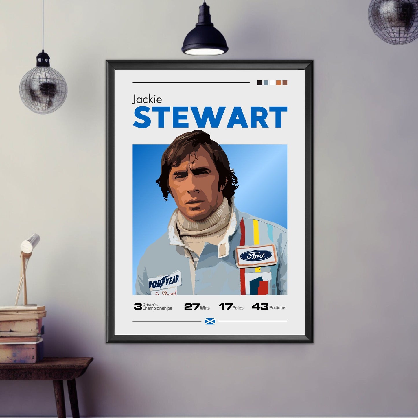 Jackie Stewart Poster, F1 Print