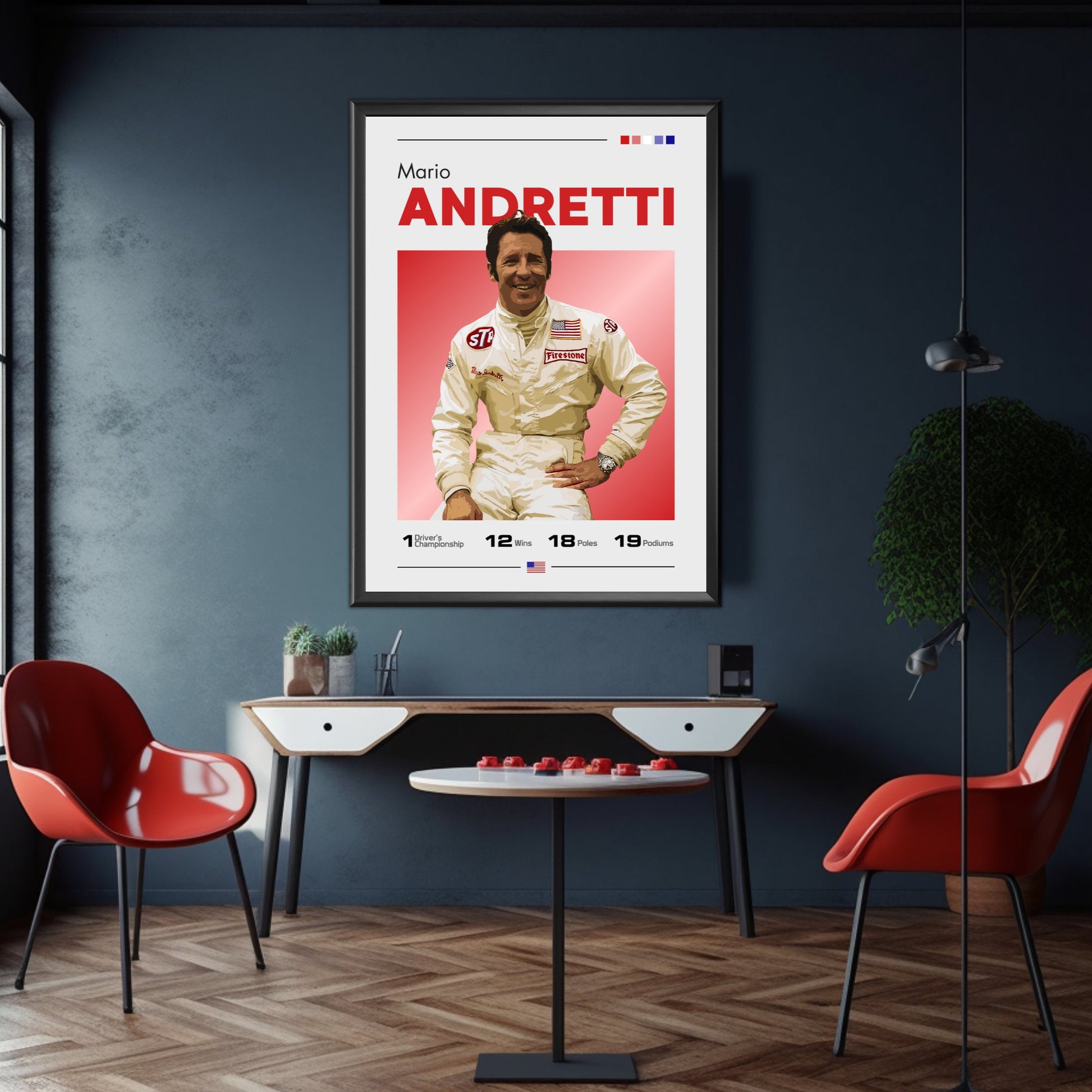 Mario Andretti Poster, F1 Print