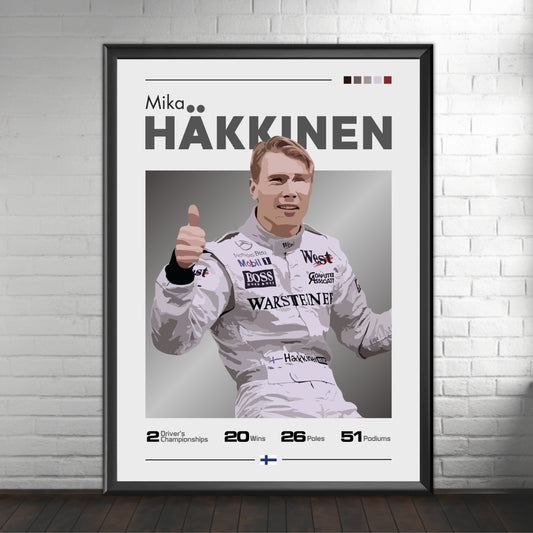 Mika Hakkinen Poster, Mika Hakkinen Print, F1 Print, F1 Poster, Formula 1 Print, Formula 1 Poster, McLaren Racing