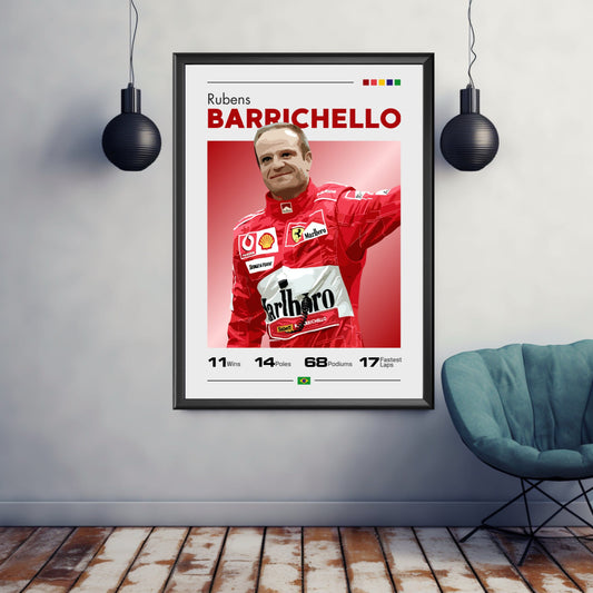 Rubens Barrichello Print, F1 Print, Rubens Barrichello Poster, F1 Poster, Formula 1 Print, Formula 1 Poster, Brawn GP, Scuderia Ferrari