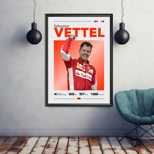 Sebastian Vettel Poster, F1 Print, Sebastian Vettel Print, F1 Poster, Formula 1 Print, Formula 1 Poster, Red Bull Racing, Scuderia Ferrari