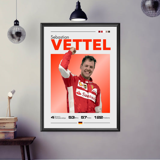 Sebastian Vettel Poster, F1 Print, Sebastian Vettel Print, F1 Poster, Formula 1 Print, Formula 1 Poster, Red Bull Racing, Scuderia Ferrari