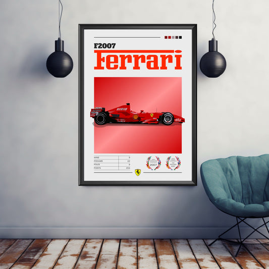 Ferrari F2007 Poster, Car Print, Ferrari F2007 Print, Car Art, Scuderia Ferrari, Car Poster, Formula 1 Print, Formula 1 Poster, F1 Print