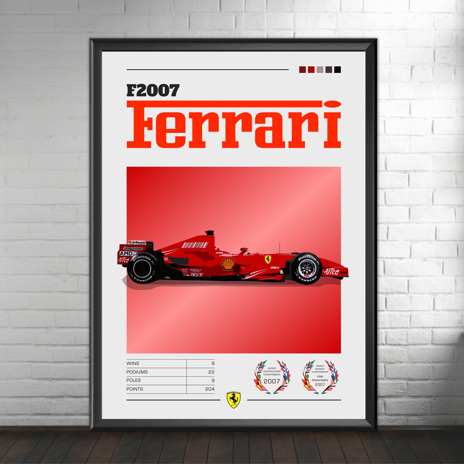 Ferrari F2007 F1 Poster