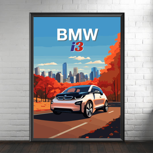 BMW i3 Print, 2010s Car, BMW i3 Poster, Electric Vehicle Print, Car Print, Car Poster, Car Art, Electric Car Print, Modern Classic Car Print