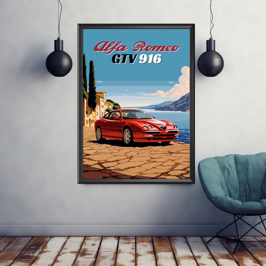 Alfa Romeo GTV 916 Print, Alfa Romeo GTV 916 Poster, 1990s Car Print, Classic Car Print, Car Print, Car Poster, Car Art, Vintage Car Print