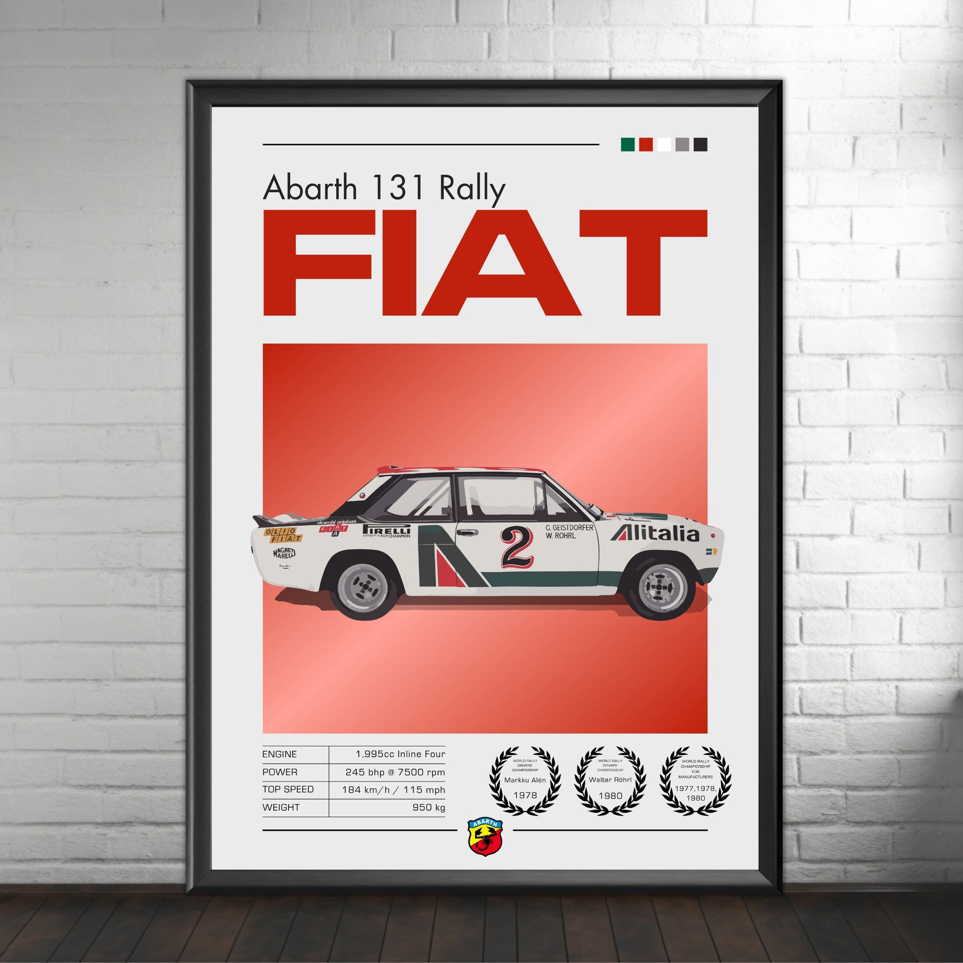 Abarth 131 Poster, Abarth 131 Print, 1970s Car Print, Car Print, Car Poster, Car Art, Rally Car Print, Fiat Abarth, Abarthisti