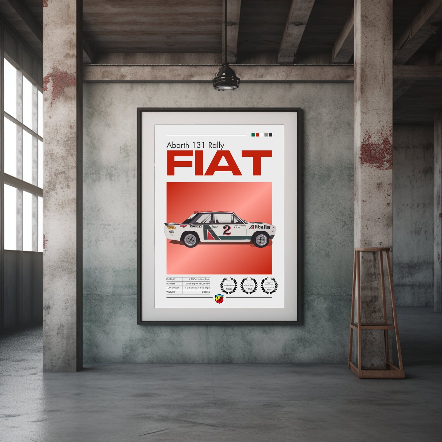 Abarth 131 Poster, Abarth 131 Print, 1970s Car Print, Car Print, Car Poster, Car Art, Rally Car Print, Fiat Abarth, Abarthisti