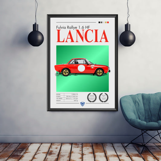 Lancia Fulvia Print, Car Poster, Lancia Fulvia Poster, Car Print, Old-timer Print, 1970s Car, Car Art, Classic Car Print, Rally Car Print