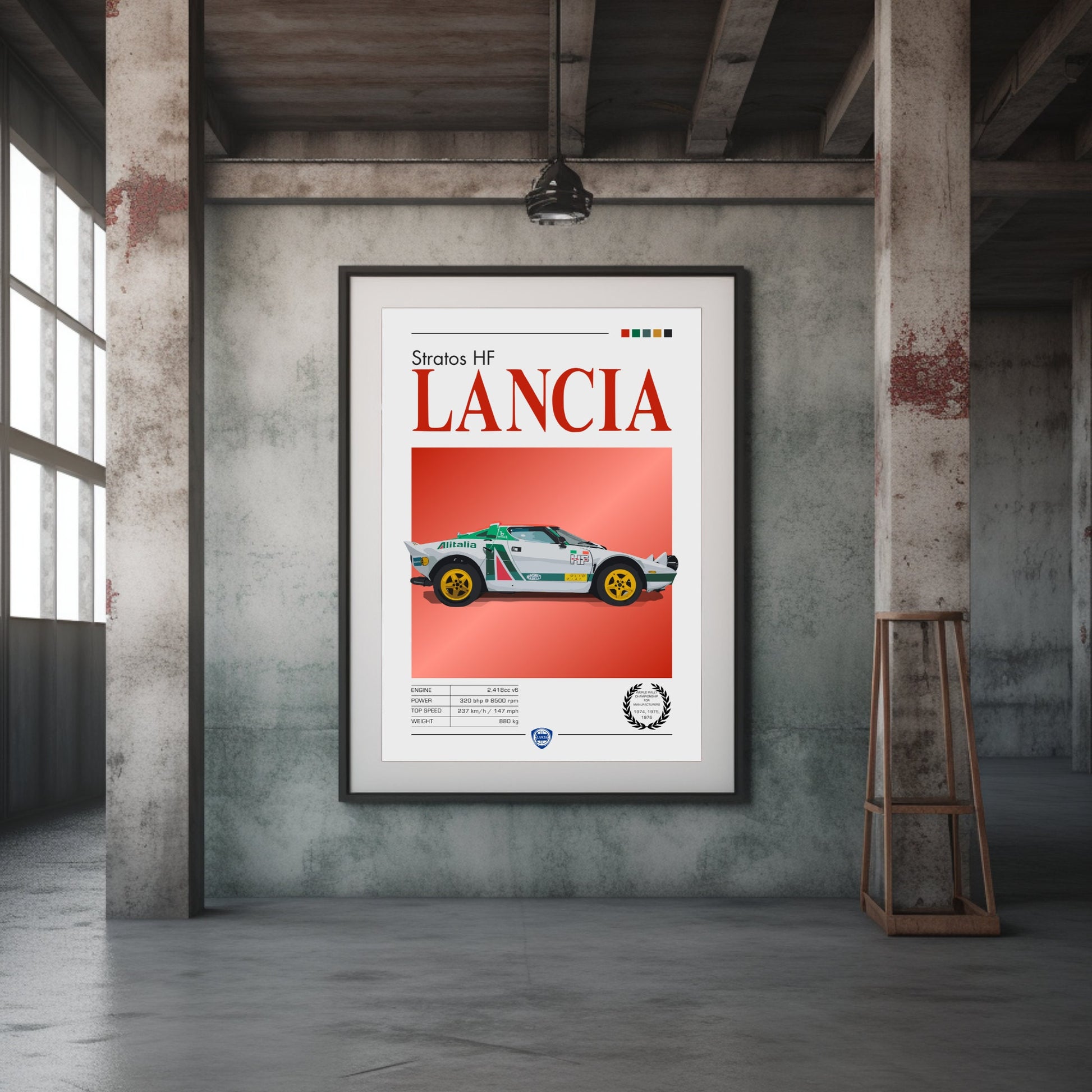 Lancia Stratos Print, Car Poster