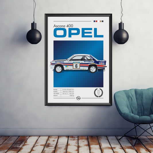 Opel Ascona 400 Print, Car Poster, Opel Ascona 400 Poster, Car Print, 1970s Car, Car Art, Classic Car Print, Rally Car Print