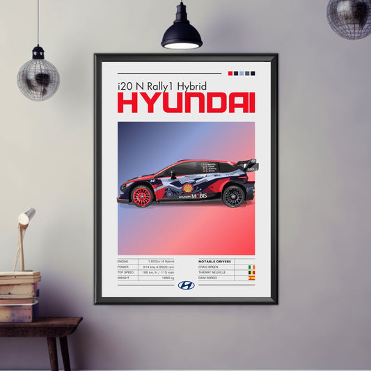 Hyundai i20 N Rally1 Print, 2020s Car Print, Hyundai i20 N Rally1 Poster, Car Print, Car Poster, Car Art, Rally Car Print, Modern Car Print