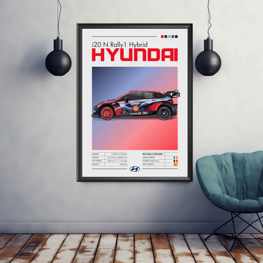 Hyundai i20 N Rally1 Print, 2020s Car Print, Hyundai i20 N Rally1 Poster, Car Print, Car Poster, Car Art, Rally Car Print, Modern Car Print