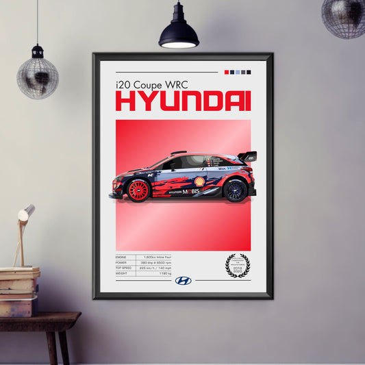 Hyundai i20 Coupe WRC Poster, Hyundai i20 Coupe WRC Print, 2020s Car, Car Print, Car Poster, Car Art, Rally Car Print, Modern Car Print