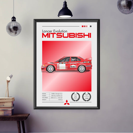 Mitsubishi Lancer Evolution Print, Mitsubishi Lancer Evolution Poster, 1990s Car Print, Car Print, Car Poster, Car Art, Rally Car Print