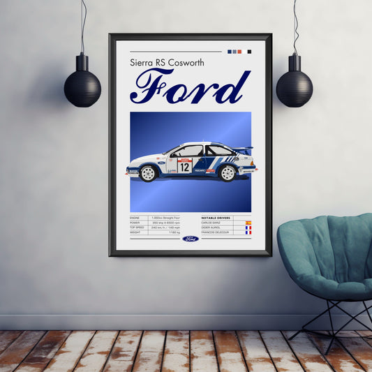 Ford Sierra RS Cosworth Poster, Ford Sierra RS Cosworth Print, Car Art, Rally Car Print, 1980s Car Print, Classic Car, Car Print, Car Poster