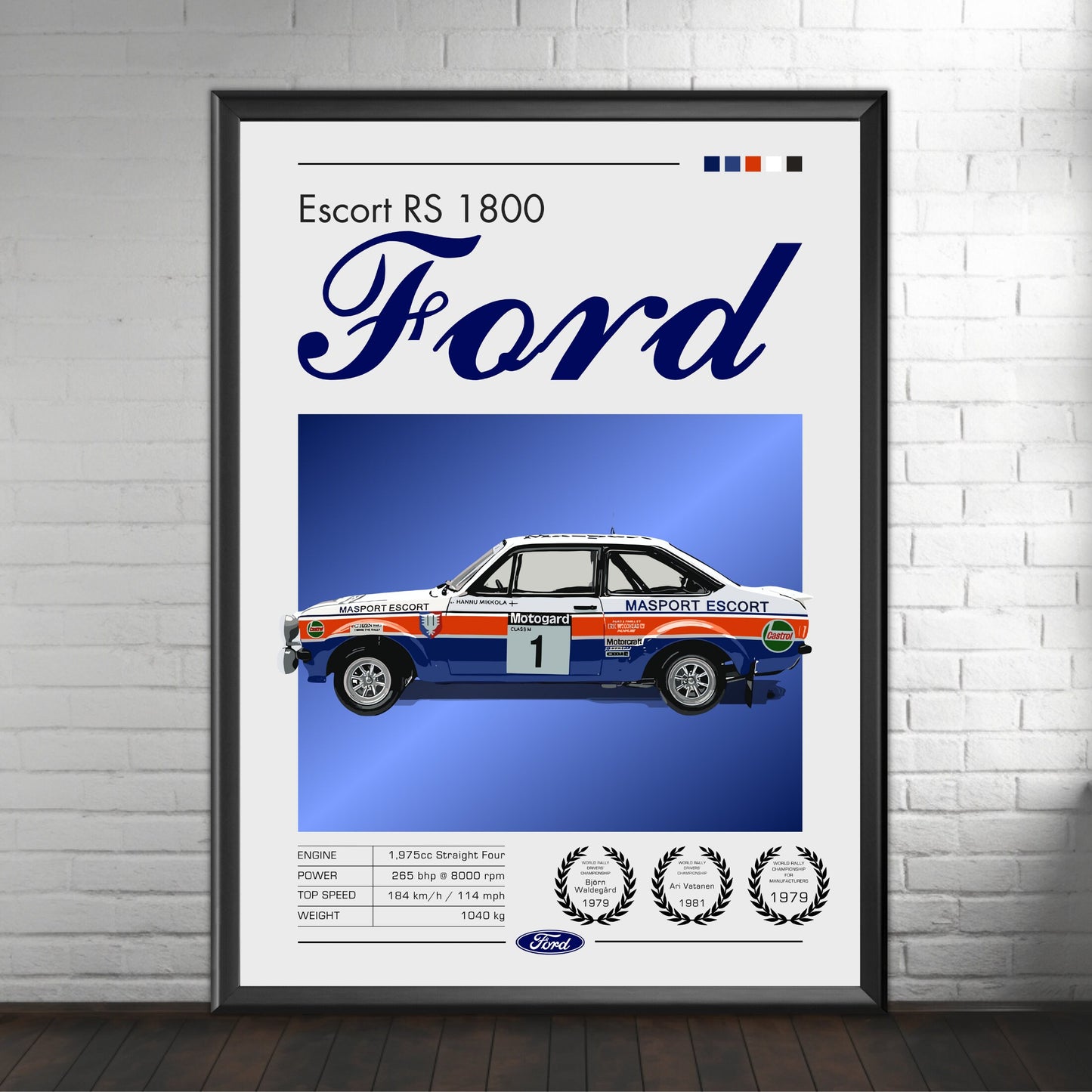 Ford Escort RS 1800 Print, Car Poster