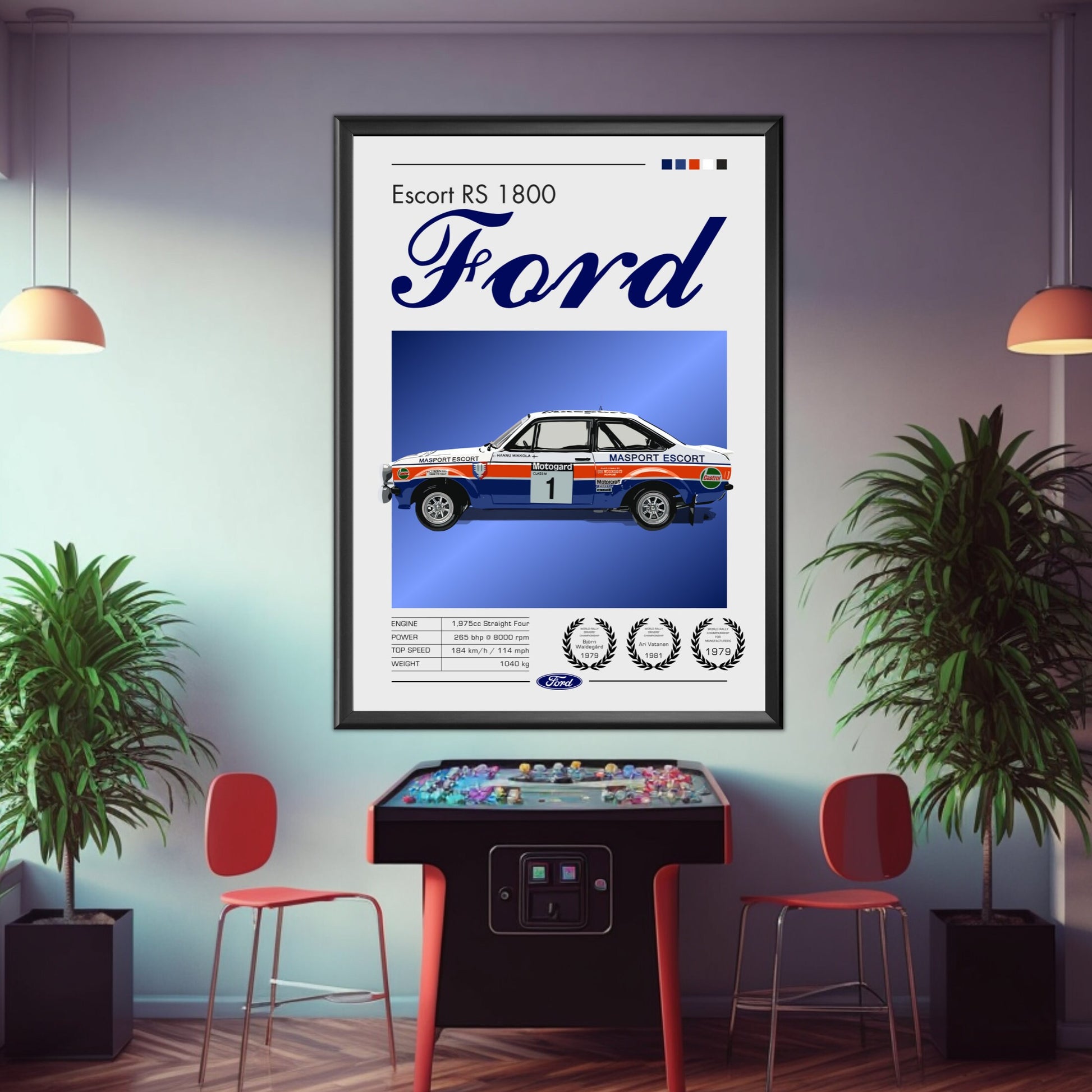 Ford Escort RS 1800 Print, Car Poster