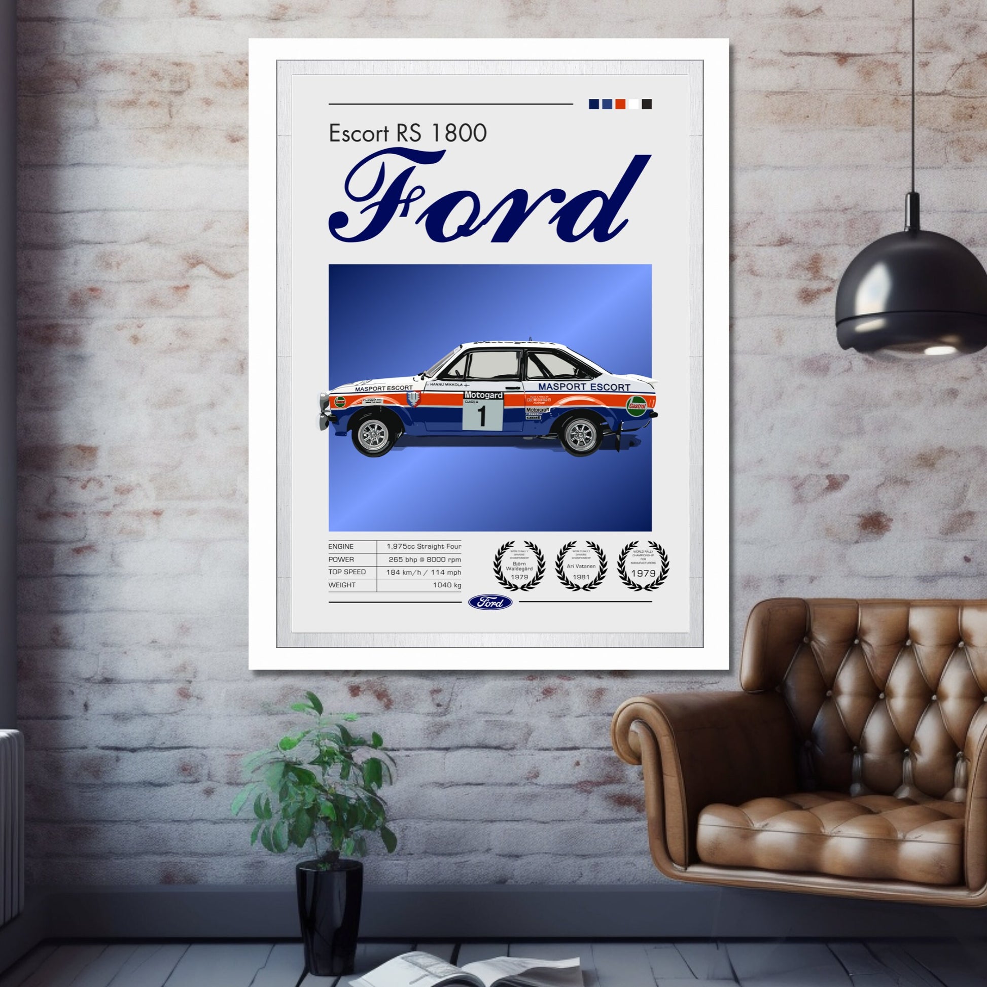 Ford Escort RS 1800 Print, Car Poster