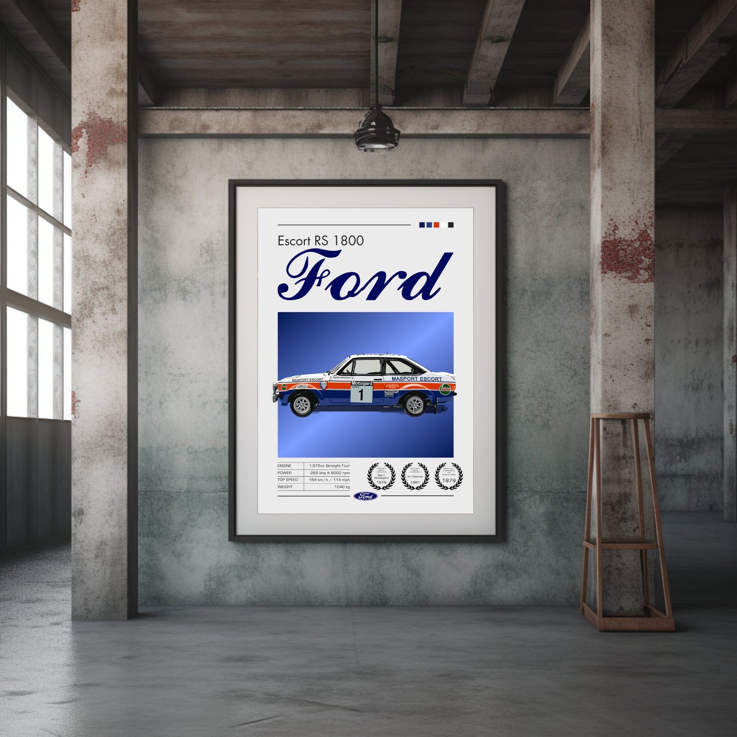 Ford Escort RS 1800 Print, Car Poster