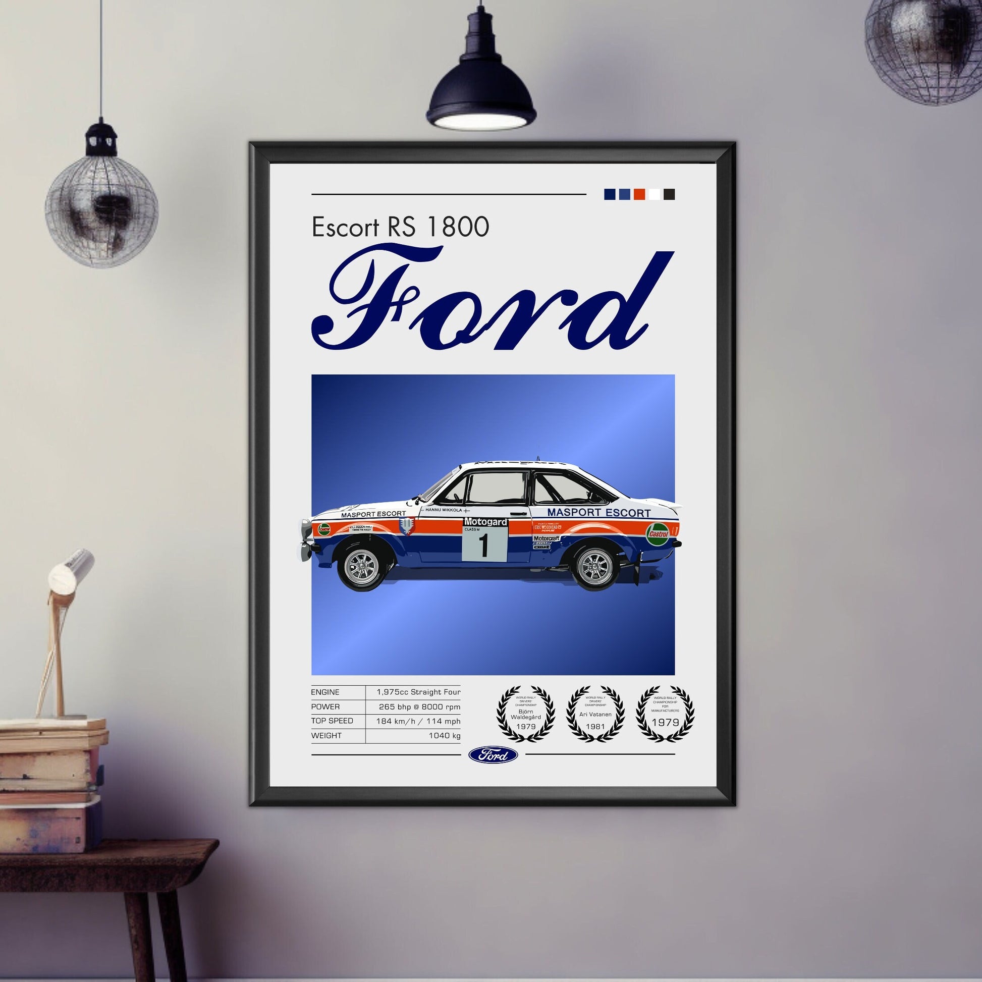 Ford Escort RS 1800 Print, Car Poster